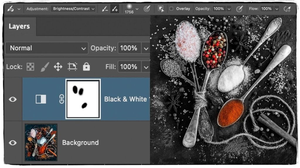 The new adjustment brush and manual adjustments in Adobe Photoshop.