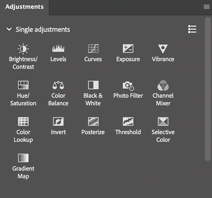 Photoshop adjustment window.