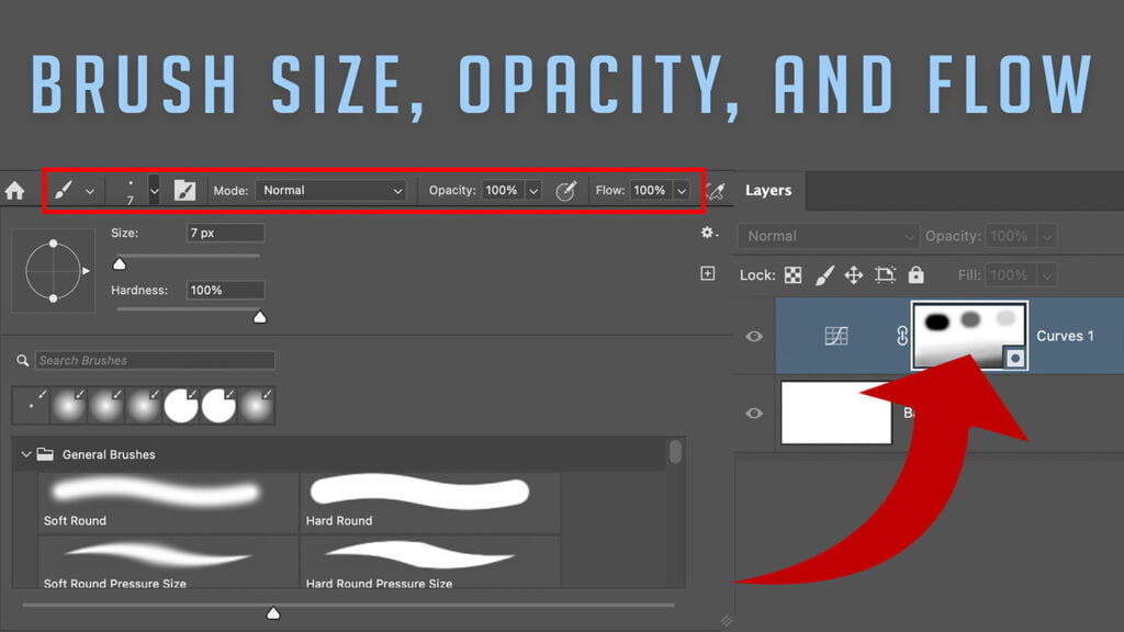 Brush Size, Opacity and Flow. Effect on Masks.