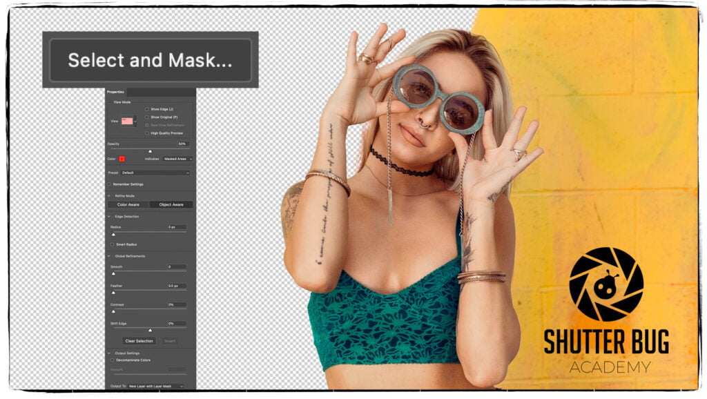 Select and Mask in Adobe Photoshop.