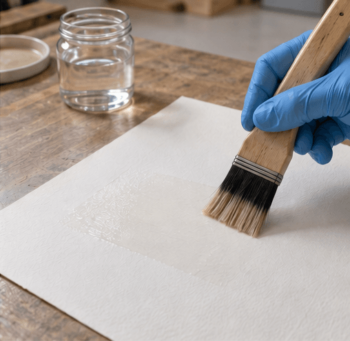 02-sizing-paper Sizing paper for a cyanotype helps control shrinking and absorbtion.